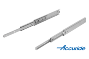 Glissières télescopiques en acier pour montage latéral, extension intégrale, résistance à la charge jusqu'à 124 kg Glissières télescopiques en acier pour montage latéral, extension intégrale, résistance à la charge jusqu'à 124 kg