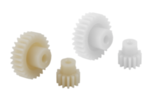 Engrenages en plastique, module 0,5 traités par pulvérisation, denture droite, angle de pression 20° Engrenages en plastique, module 0,5 traités par pulvérisation, denture droite, angle de pression 20°