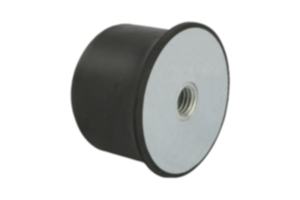 Tampon caoutchouc en acier ou inox de type A cylindrique avec filetage des  deux côtés