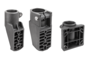 Raccord de tubes avec tête d’appui latérale en plastique pour tubes ronds Raccord de tubes avec tête d’appui latérale en plastique pour tubes ronds
