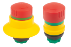Pulsadores de parada de emergencia, versión integrada Ø 22,3 mm con bloques de contactos