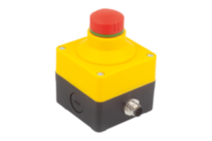 Bouton d'arrêt d'urgence dans boîtier Ø 22,3 mm avec blocs de contact, raccord M12 Bouton d'arrêt d'urgence dans boîtier Ø 22,3 mm avec blocs de contact, raccord M12