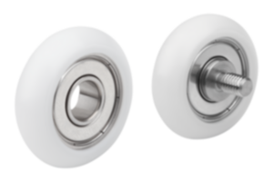 Roulettes de guidage en plastique convexes avec ou sans axe en inox Roulettes de guidage en plastique convexes avec ou sans axe en inox