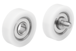Roulettes de guidage en plastique cylindriques avec ou sans axe en inox Roulettes de guidage en plastique cylindriques avec ou sans axe en inox