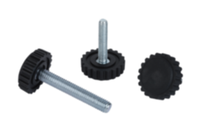 Levelling feet with knurled base Levelling feet with knurled base