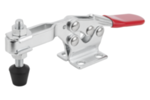 Toggle clamps horizontal with flat foot and adjustable clamping spindle Toggle clamps horizontal with flat foot and adjustable clamping spindle