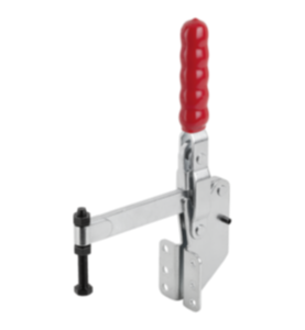 Toggle clamps vertical with angled foot and full holding arm Toggle clamps vertical with angled foot and full holding arm