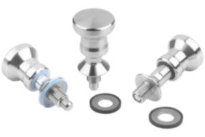 Doigt d'indexage en inox pour rondelles d'étanchéité Hygienic USIT® avec bouton de manœuvre en inox Doigt d'indexage en inox pour rondelles d'étanchéité Hygienic USIT® avec bouton de manœuvre en inox