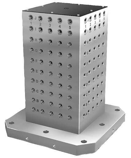 Cubes en fonte grise avec trame modulaire