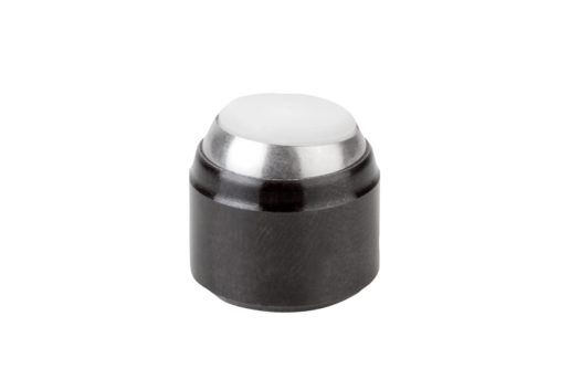 Support à bille oscillante, forme H, montage à la presse, bille avec plat, avec insert POM