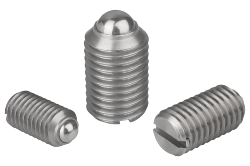 Spring plungers with slot and ball, stainless steel
