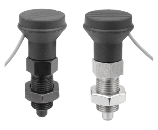 Doigt d'indexage en acier ou en inox 
avec capteur d'état, filaire, forme B