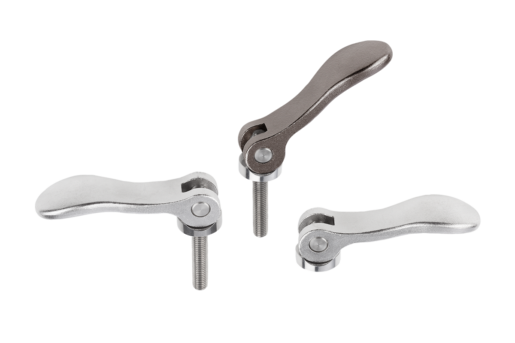 Levier à serrage rapide en Inox avec taraudage ou filetage, rondelle de pression en Inox