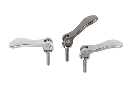 Levier à serrage rapide réglable en Inox avec filetage, rondelle de pression en Inox