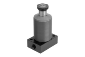 Vérin de bridage pivotant hydraulique, à double / simple effet avec rappel par ressort, forme B, bride en bas