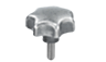 Empuñaduras en estrella DIN 6336 de fundición gris, forma L, con rosca exterior