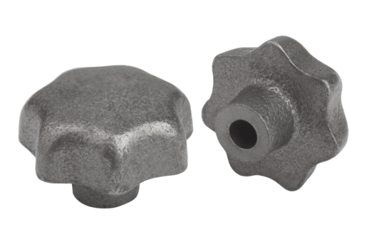 Empuñaduras en estrella DIN 6336 de fundición gris, forma C, agujero ciego