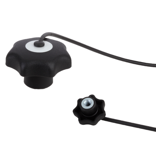 Bouton étoile avec attache de sécurité similaire à DIN 6336, taraudage, forme KS, pouces