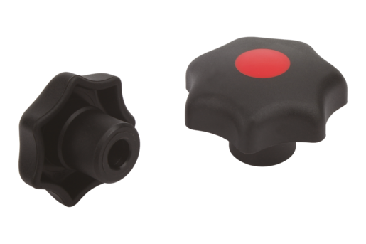 Bouton étoile similaire à DIN 6336, sans insert avec trou lisse, forme G