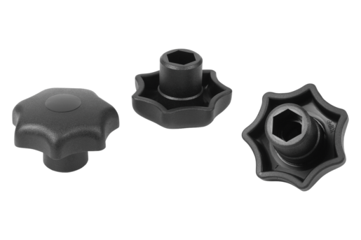 Boutons étoile conformes à la norme DIN 6336, hexagonaux, forme S
