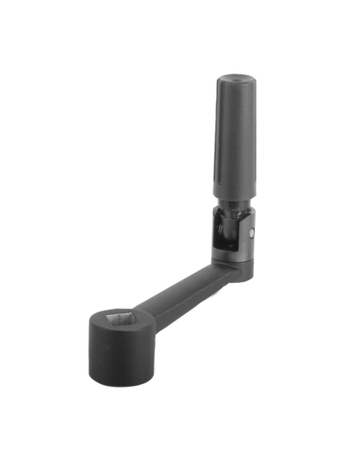 Manivelle en aluminium avec poignée cylindrique escamotable, avec carré femelle