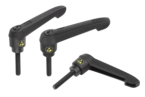 Manette indexable antistatique avec filetage et poignée en plastique