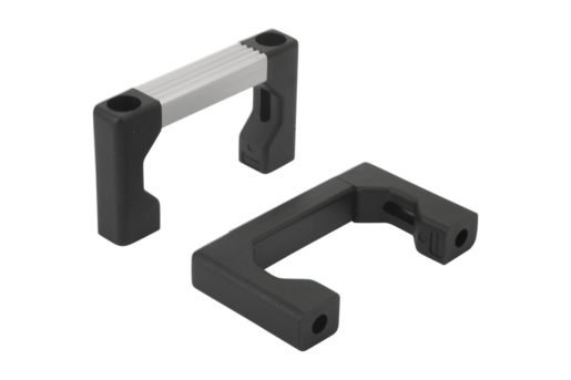 Empuñaduras curvas de aluminio con punta de empuñadura de plástico y puente de conexión acanalado