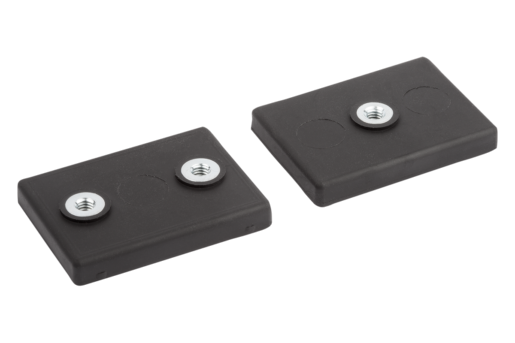 Aimants plats avec taraudage en NdFeB, rectangulaires, avec revêtement de protection en caoutchouc