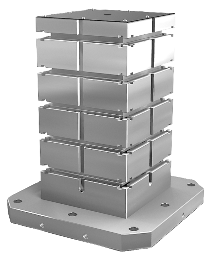 Cubes en fonte grise avec rainures en T
