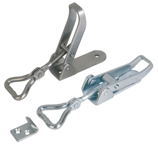 Latches adjustable with swing bail