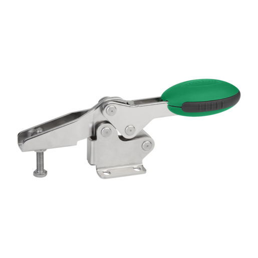 Sauterelle à levier horizontal avec embase horizontale et broche de pression réglable, Inox