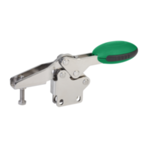 Toggle clamps horizontal with straight foot and adjustable clamping spindle, stainless steel