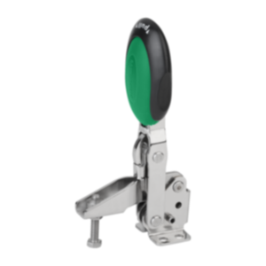Sauterelle à levier vertical avec verrouillage de sécurité avec embase horizontale et broche de pression réglable, Inox