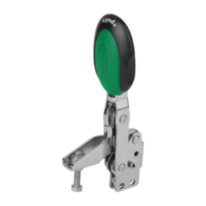 Sauterelle à levier vertical avec verrouillage de sécurité avec embase verticale et broche de pression réglable, Inox