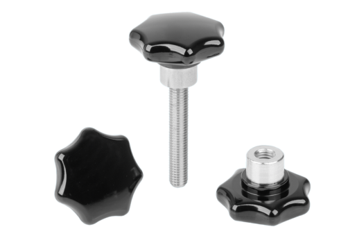 Boutons étoiles en plastique avec insert acier saillant