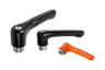 Manette indexable droite avec insert taraudé en Inox, pouces