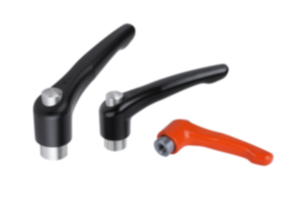Manette indexable avec bouchon de protection avec insert taraudé en Inox, pouces