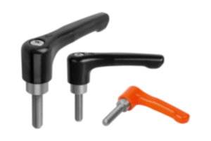 Manette indexable droite avec insert fileté en Inox, pouces