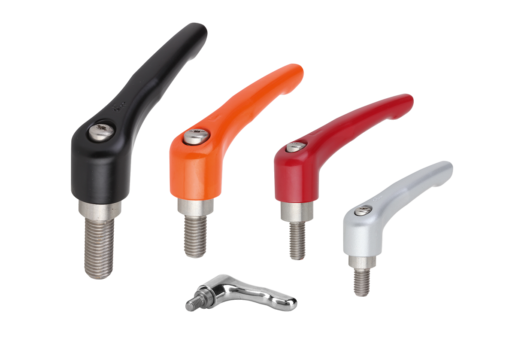 Manette indexable avec insert fileté en Inox, pouces