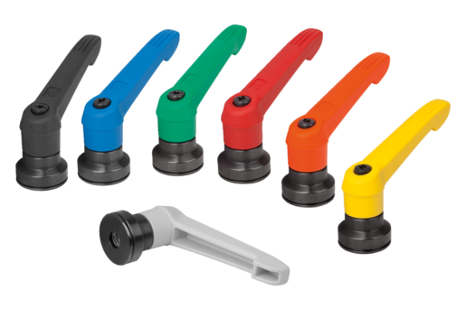 Manette indexable en plastique avec taraudage et palier anti-friction