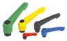 Manette indexable avec insert taraudé et poignée en plastique, pouces