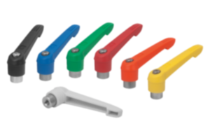 Manette indexable avec insert taraudé en Inox et poignée en plastique
