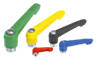 Manette indexable avec insert taraudé en Inox et poignée en plastique, pouces