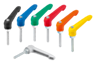 Manette indexable en plastique filetée, pièces en acier zingué passivé bleu
