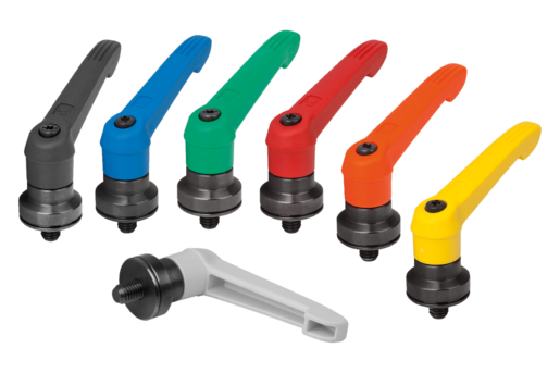 Manette indexable en plastique avec filetage et palier anti-friction