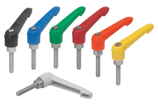Manette indexableavec insert fileté en Inox et poignée en plastique