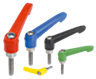 Manette indexable avec insert fileté en Inox et poignée en plastique, pouces