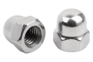 Hex cap nut, high style DIN 1587 steel or stainless steel