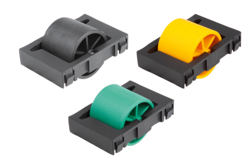 Éléments roulants en plastique pour rails à rouleaux, forme A