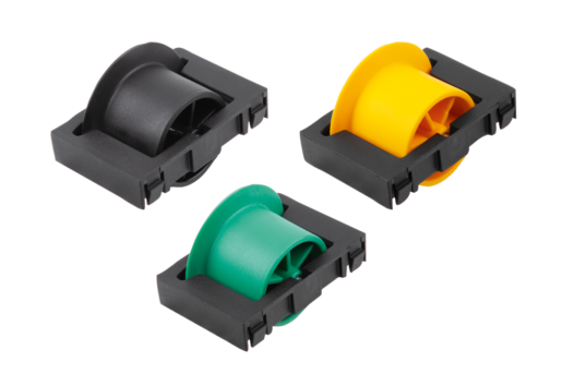 Éléments roulants en plastique pour rails à rouleaux, forme B